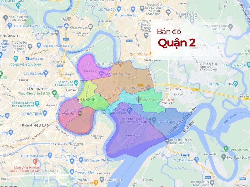 Bản đồ hành chính Quận 2 TP.HCM - Cập nhật 2024